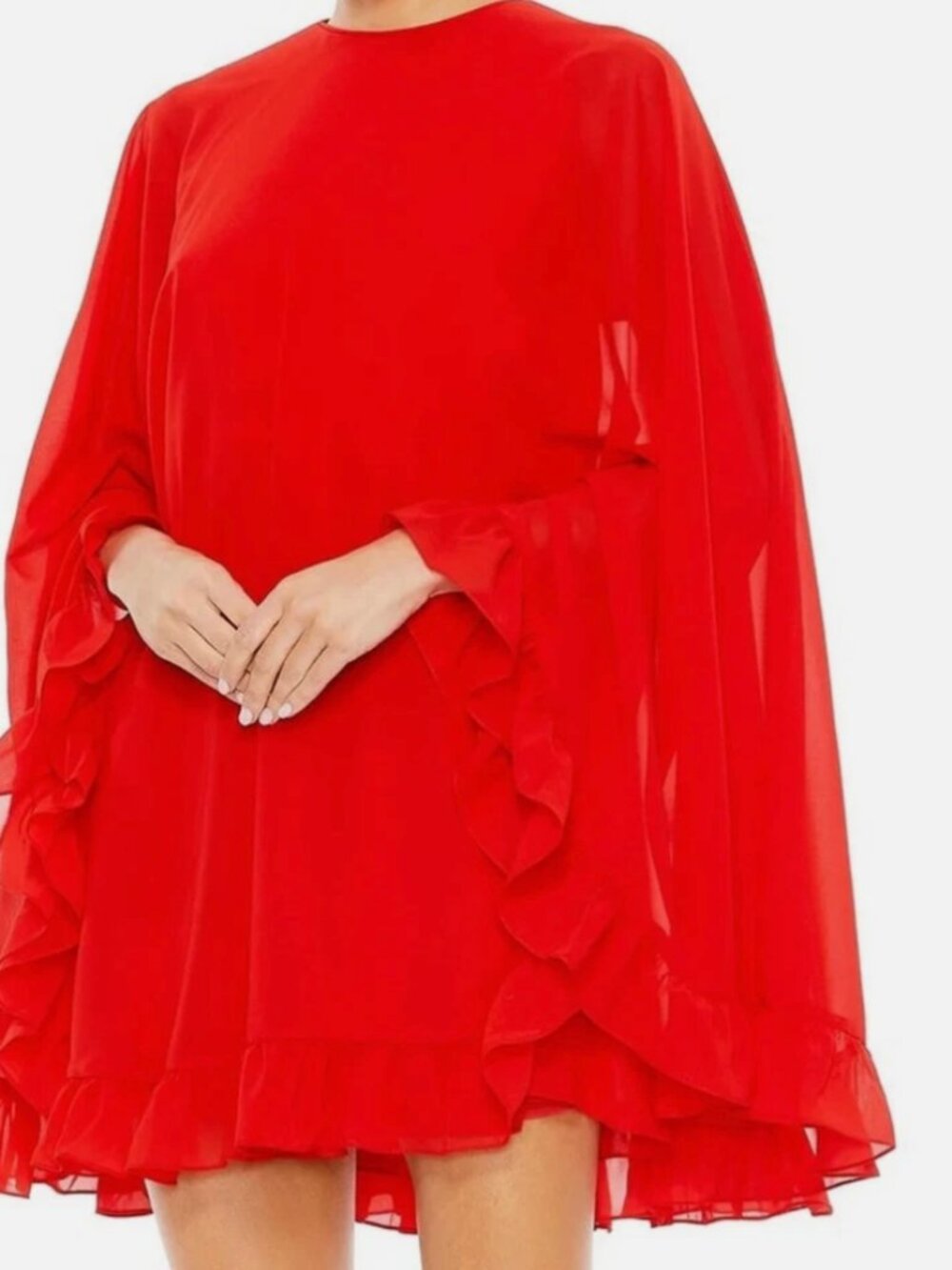 NWT Mac Duggal Short Cocktail Cape DreCocktail Mini 554071 Red Size 2 msrp 348
